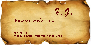 Heszky Györgyi névjegykártya